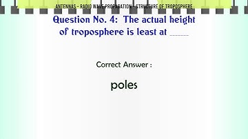 MCQ Questions Radio Wave Propagation - Structure of Troposphere with Answers