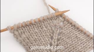 How to inc 1st x 2, by picking up the strand between 2 sts and leaving a small hole, stocking stitch