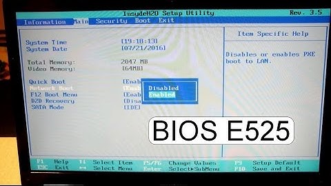 BIOS SETTINGS EMACHINES E525