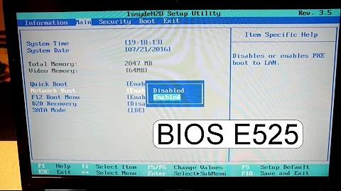 BIOS SETTINGS EMACHINES E525