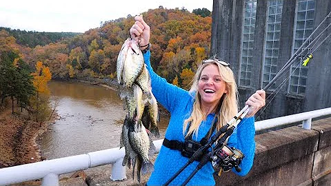 THE SLABS WERE STACKED BELOW THIS GIANT SPILLWAY!!!! Fall Crappie Fishing With Double Jig Rigs!