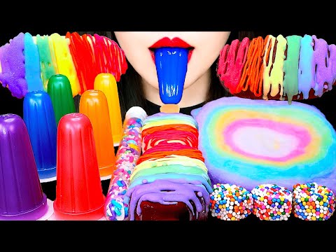 ASMR RAINBOW DESSERTS 무지개 먹방 咀嚼音 EATING SOUNDS MUKBANG ZOEY ASMR