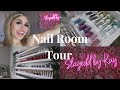 Nail room tour 2023  at home nail studio desk tour whats in my nail room
