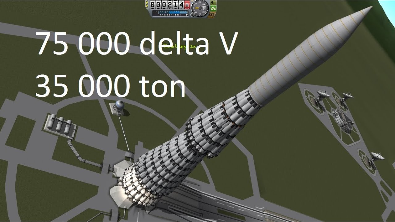 KSP 35 000 ton stock rocket with 75 000 delta V - YouTube