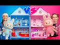 ピンク vs ブルー | ラブブのDIYドールハウス・チャレンジ!💖💙🏠