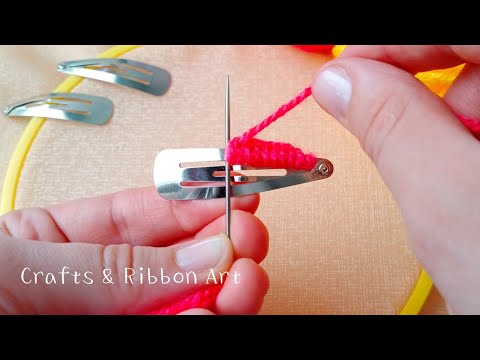 Beautiful Hair Clip Making Ideas With Wool - Super Easy Way To Make - Diy Woolen Flowers