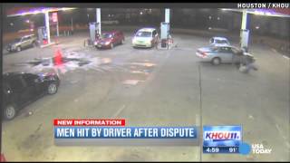 Driver plows over men at Houston gas station