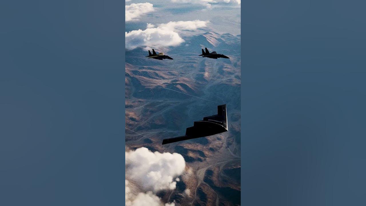 IAF F15E's conducting training operations with a Northrop Grumman B2