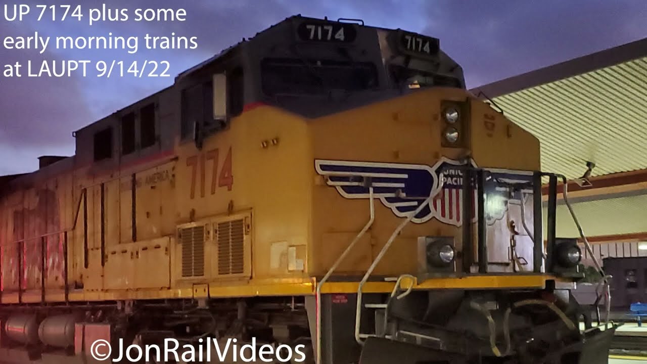 9 14 22 Pt 1 Some Early Morning Trains Spotted At LAUPT Ft UP 7174 9-14-22-pt-1-some-early-morning-trains-spotted-at-laupt-ft-up-7174