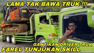 Kembali Viral !!! Farel Bocil Tunjukan Skill dengan Truk Muatan Excavator di Sitinjau Lauik