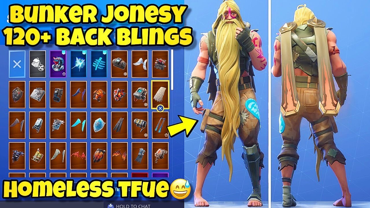Fortnite Homeless Sign New Bunker Jonesy Skin Showcased With 120 Back Blings Fortnite Battle Royale Homeless Tfue Skin Youtube