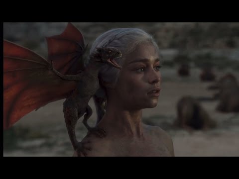 Daenerys’ three dragon eggs hatched scene | Game of Thrones: S1xE10