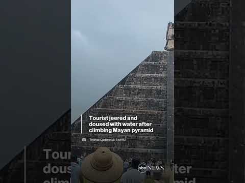 Tourist reportedly detained after climbing to top of Mayan pyramid El Castillo at Chichen-Itza site.