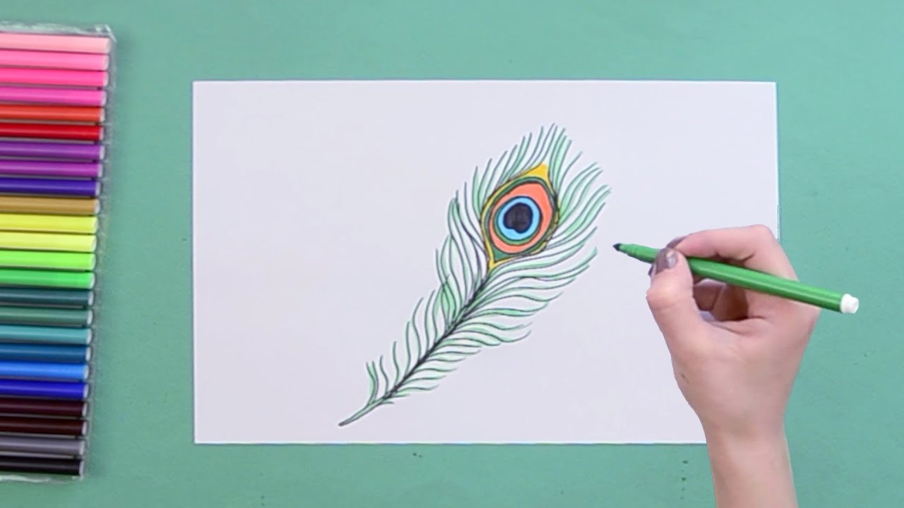 Peacock Feather Drawing Embroidery Design | EmbroideryDesigns.com