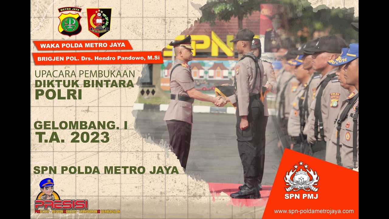 UPACARA PEMBUKAAN PENDIDIKAN PEMBENTUKAN BINTARA POLRI T.A.2023 DI SPN PMJ
