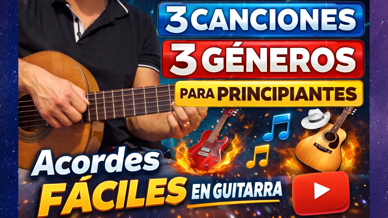 3 Canciones FÁCILES en Guitarra que TODO Principiante Debe Aprender