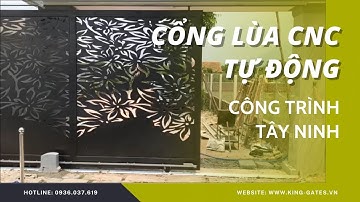 Mẫu cổng lùa tự động cắt CNC dùng remote hiện đại tại Tây Ninh