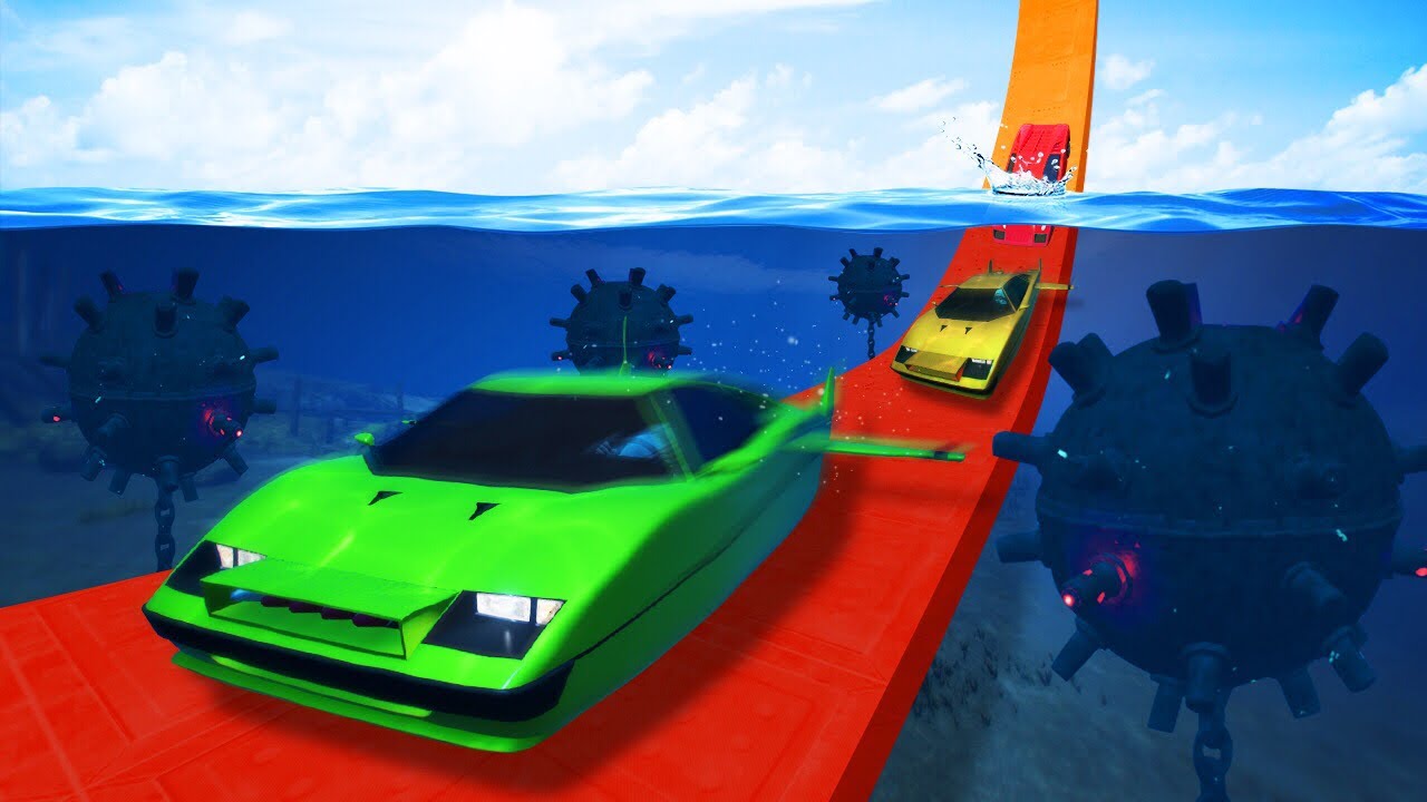 DANGEROUS UNDERWATER MINE DODGE CHALLENGE! (GTA 5 Funny Moments)