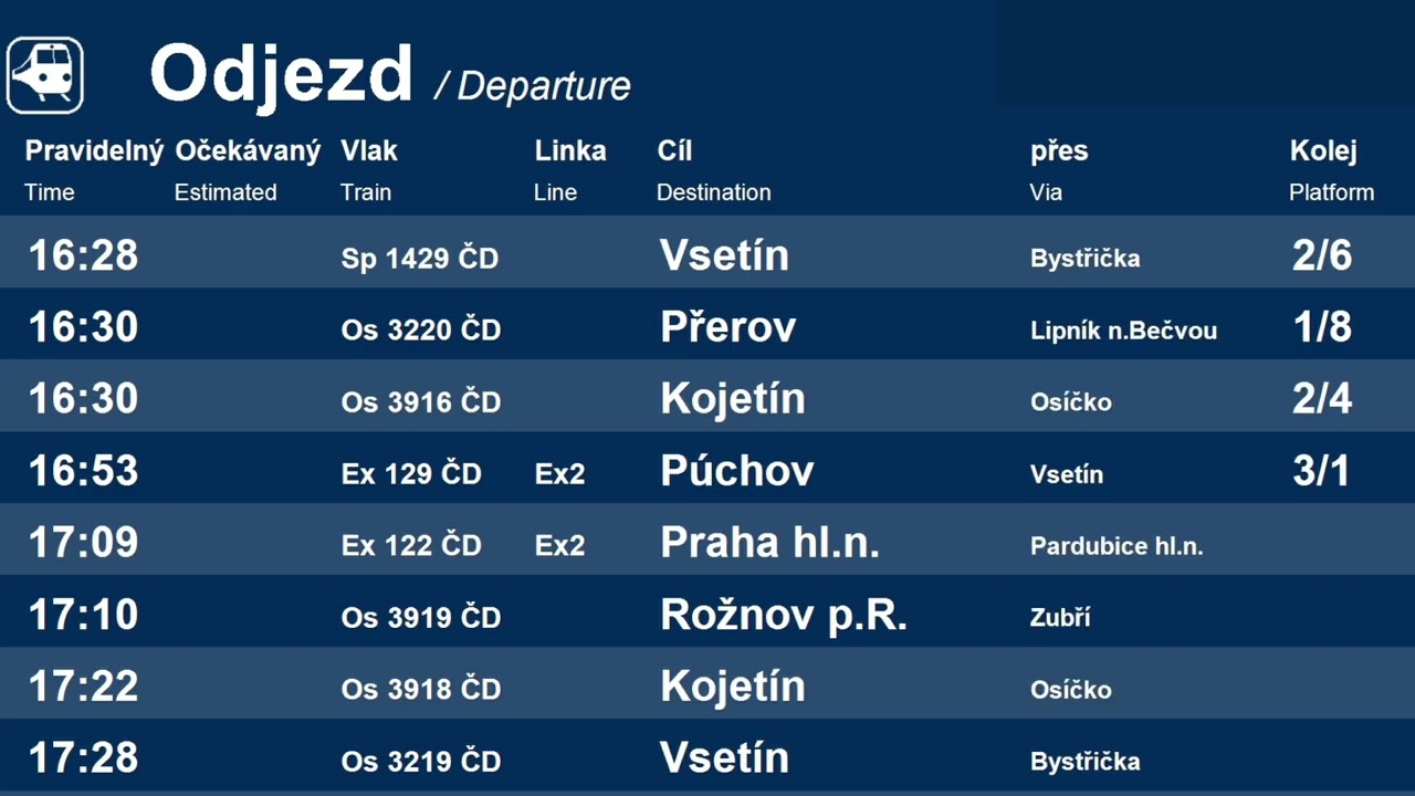 Hlášení Vlaků VALAŠSKÉ MEZIŘÍČÍ | HIS-VOICE