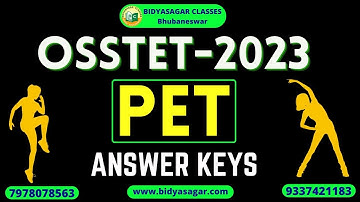 OSSTET 2023 PET Answers Keys #bidyasagarclasses #osstet2022 #answerkey