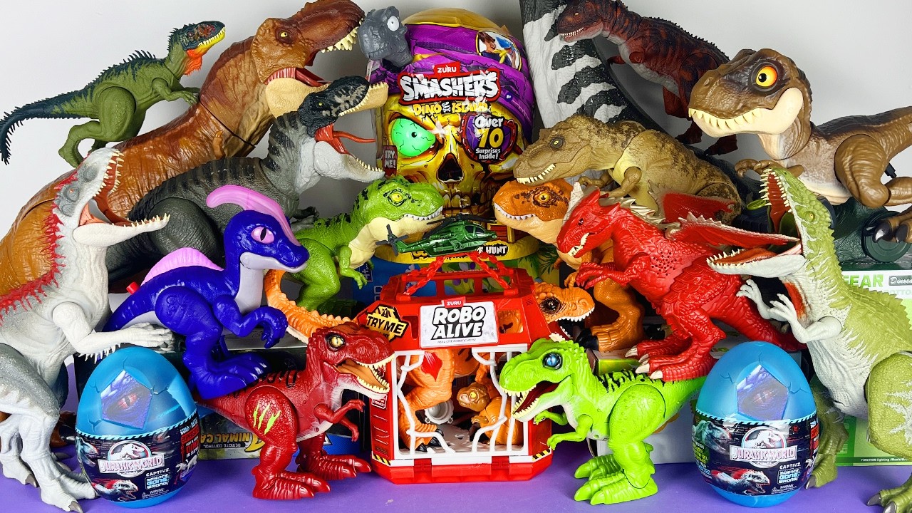 Jurassic World Unboxing Review Asmr Colorful Dinosaur T-rex Indominus Rex Carnotaurus Captivz Eggs