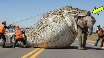 Heroic Rescue Team Saves Lonely Mother Elephant from Giant Python Attack on the African Savanna 🐘🐍