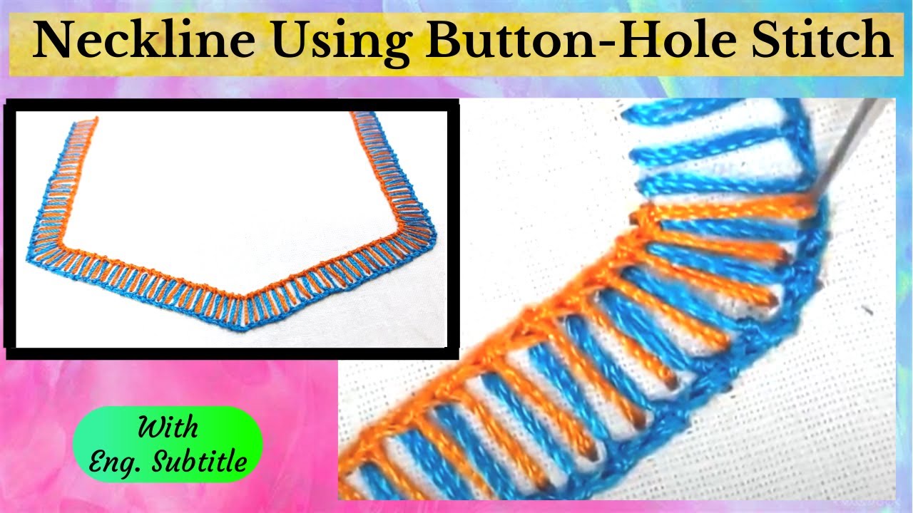 Easy Neckline using ButtonHole Stitch in Aari for beginners | In Tamil | Needles & Ladles