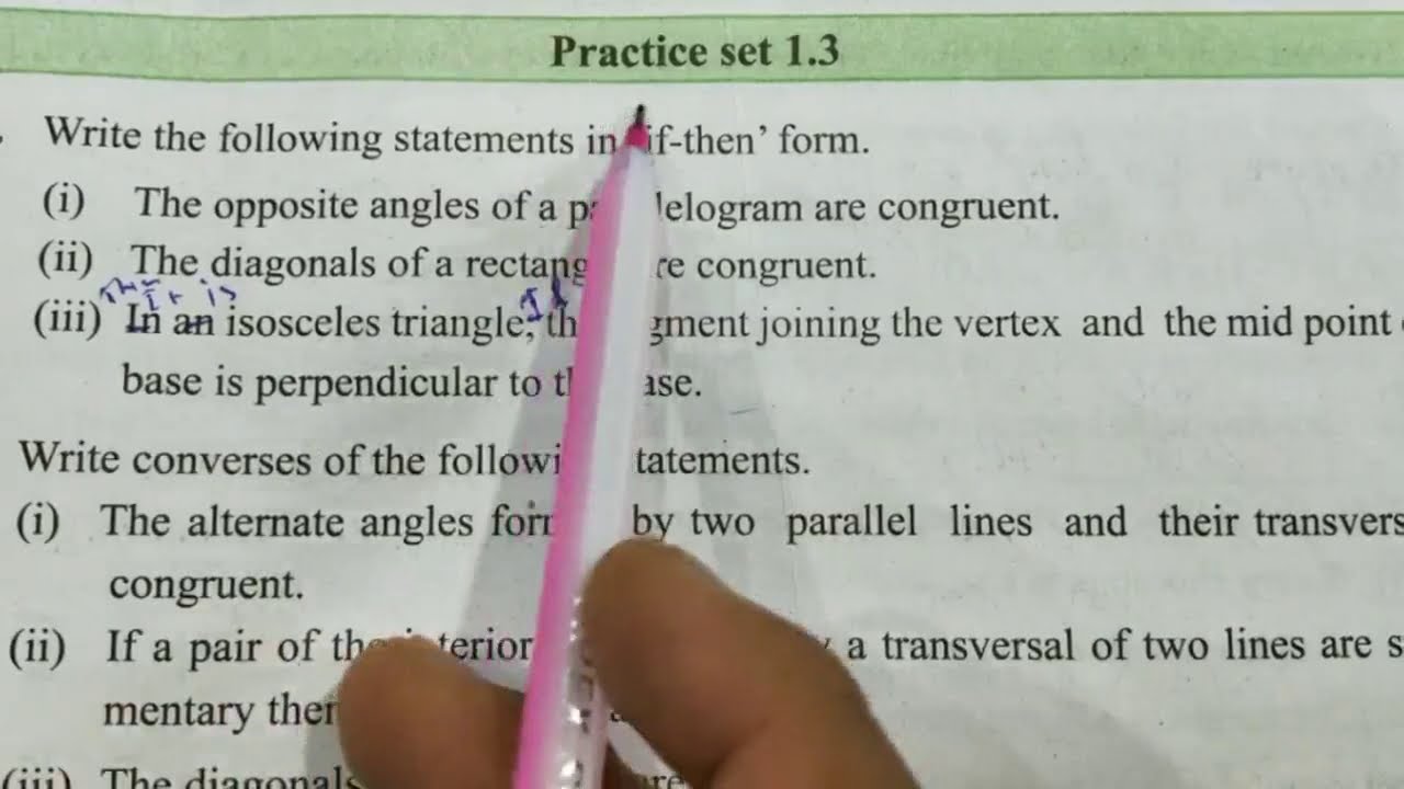 Basic concepts in Geometry practice set 1.3 Class 9 SSC 9th std Maths 2 ...