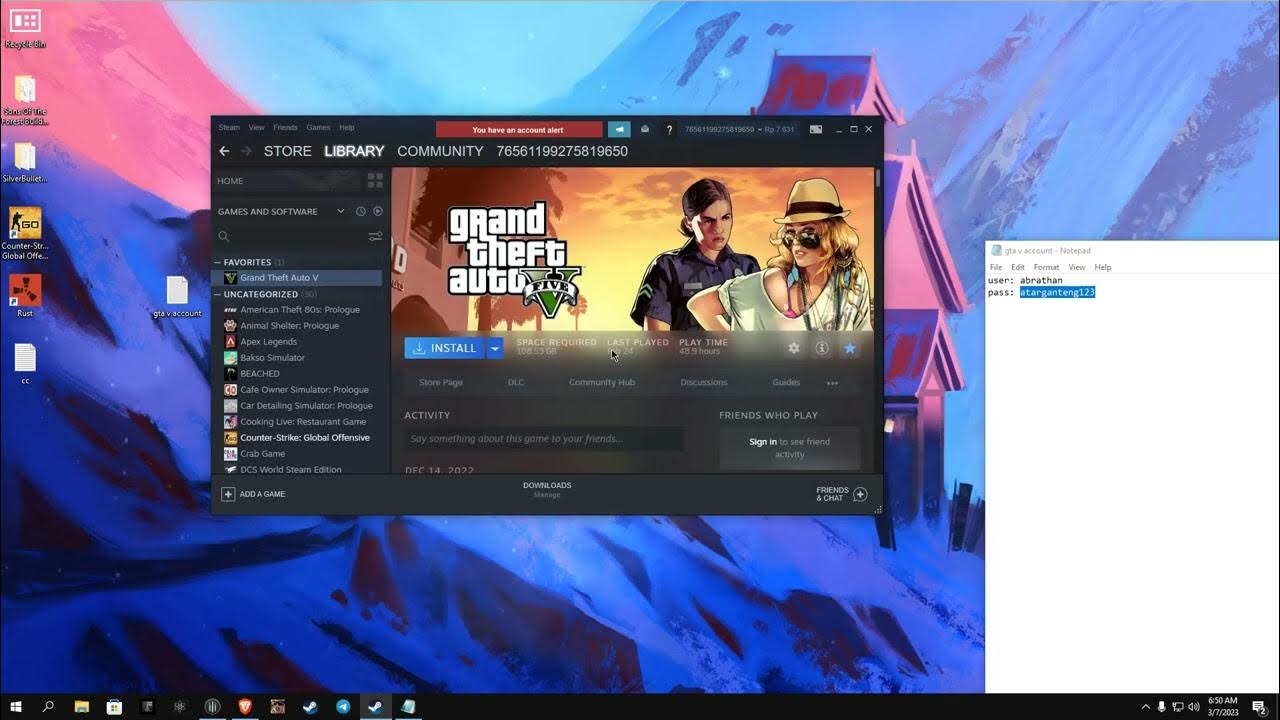 free GTA 5 steam account in exchange for a subscription YouTube