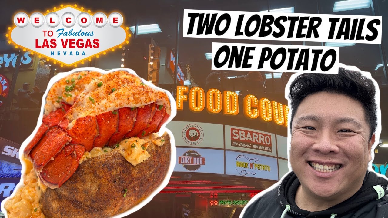 I tried the $55 Twin Lobster Tail Baked Potato in Las Vegas (in a food court)