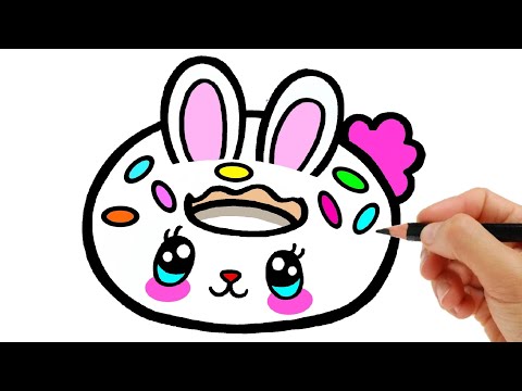 HOW TO DRAW A DONUT KAWAII - HOW TO DRAW A BUNNY DONUT EASY STEP BY STEP