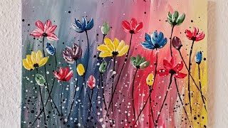 Blumen Bunt und Farbenfroh Malen Acryl für Anfänger - Flowers Colorful Acrylic Painting Beginners