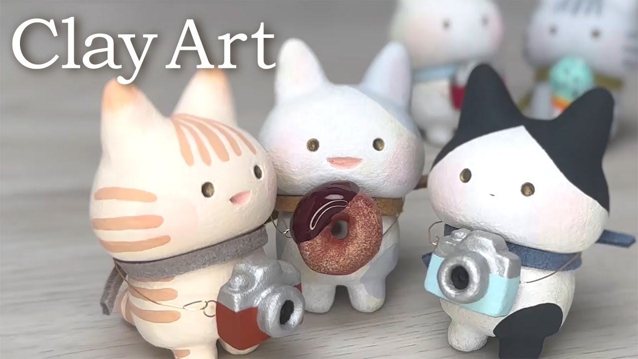 【粘土】オーブン陶土でつくるネコ - Make cats with clay -