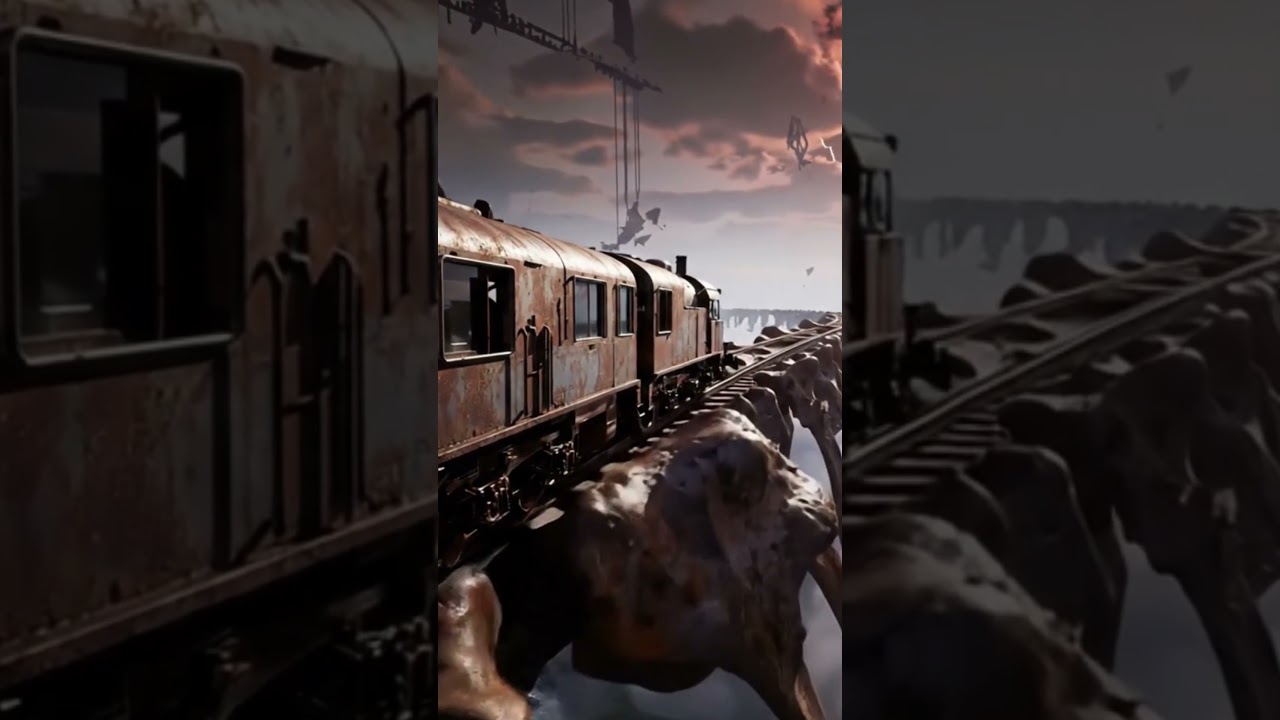 The Last Train Over a Floating Fossil Spine 🦴🚂 
