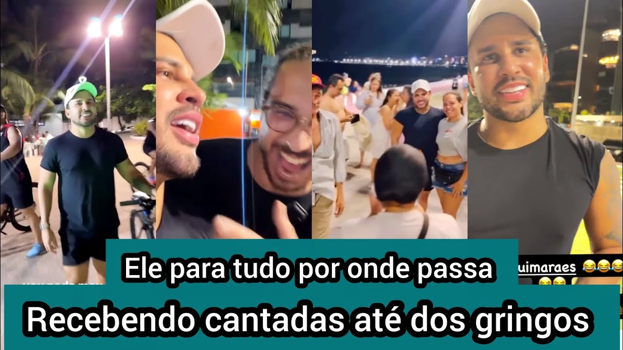 Lucas Guimarães é paquerado por gringo e recebe carinho dos fãs na orla de Maceió 