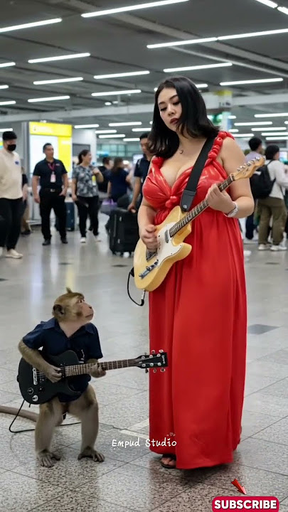 Viral Monyet Main Gitar di Bandara Russia #empudstudiogrup #empudstudio #shorts