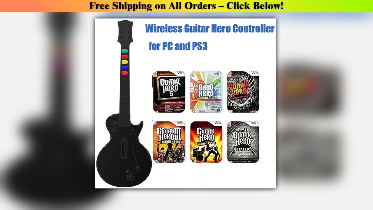 DOYO Guitar Hero Gamepad Controller with Strap for PC PS3 Clone Hero Rock Band Games Remote