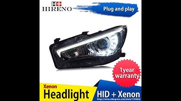 Hireno Headlamp for Infiniti Q50 Q50L 2014 2017 Headlight Headlight Assembly LED DRL Angel Lens Doub