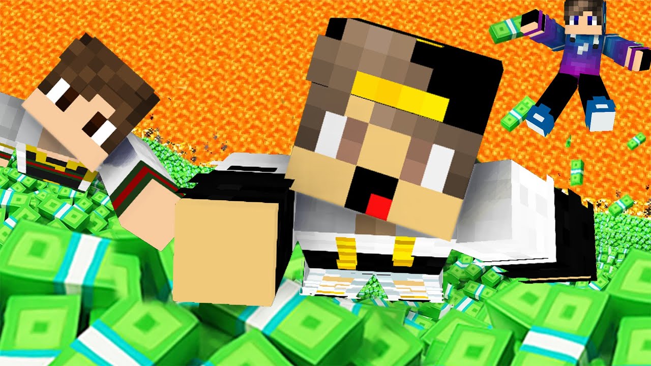 ماين كرافت ولكن انا واصدقائي رسبنا علي بلوكة واحدة مصنوعة من الفلوس ( اصبحنا اغنياء ) !!!🔥🔥