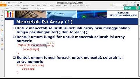 Penjelasan Array Pemrograman Web 2 (Pertemuan 1)