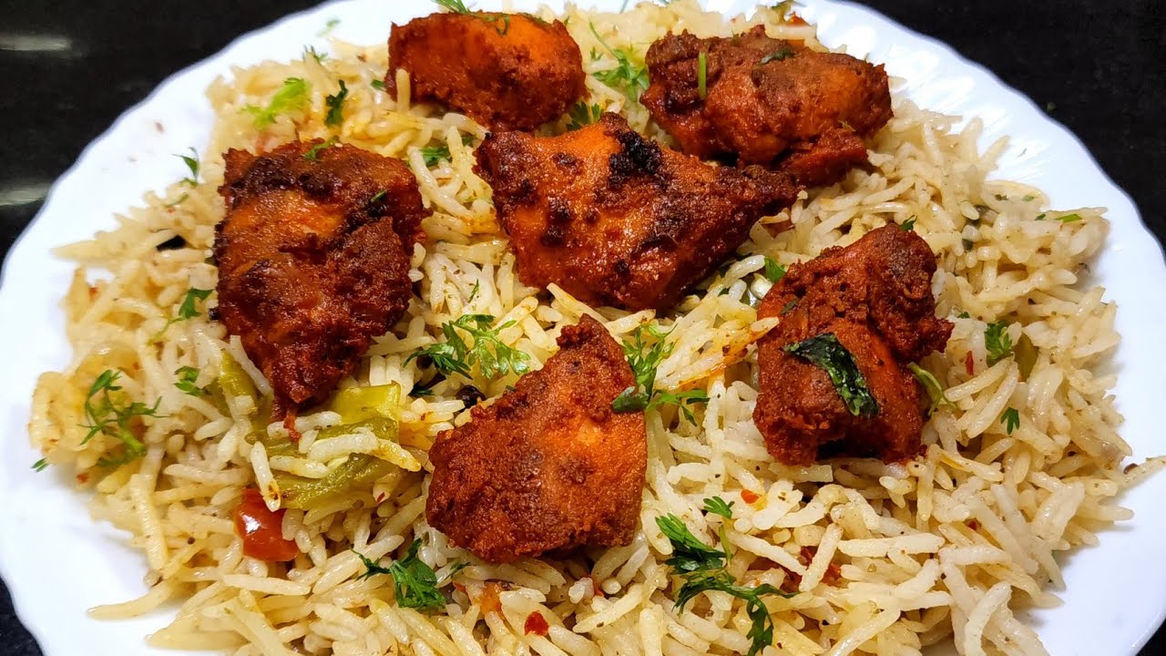Pulao Rice With Chicken Fry l डिनर मे बनाए बहुत ही आसान और टेस्टी पुलाव ...