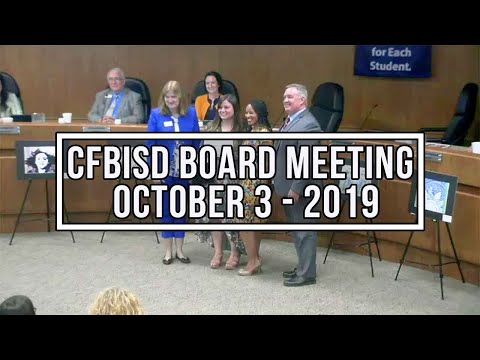 CFBISD Board Meeting | October 3, 2019