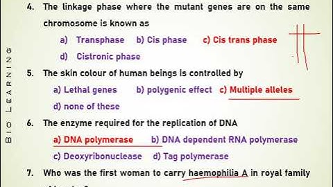 PG TRB ZOOLOGY UNIT 5 - TEST 1 ANSWER KEY