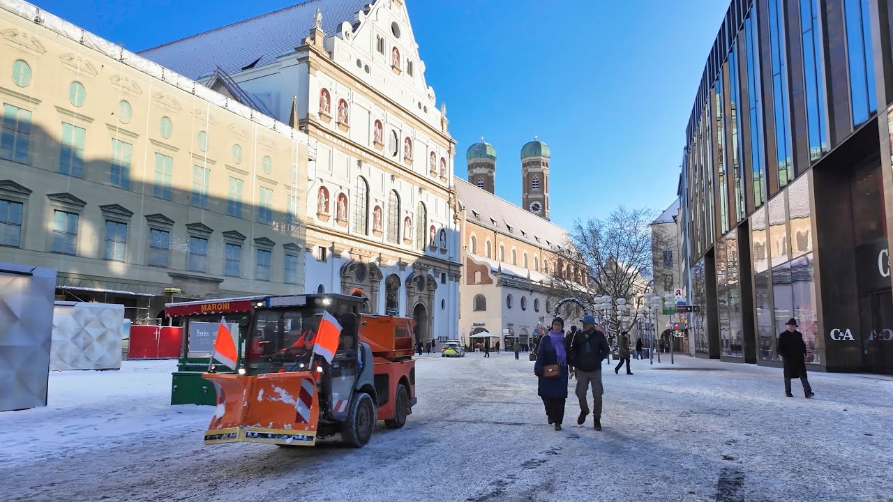 Central Munich Winter Walk: Stachus & Frauenkirche | 4K Munich Walk