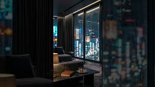 Luxury Penthouse Rain at Night | Billionaire City View Ambience for Deep Sleep &amp; Relaxation