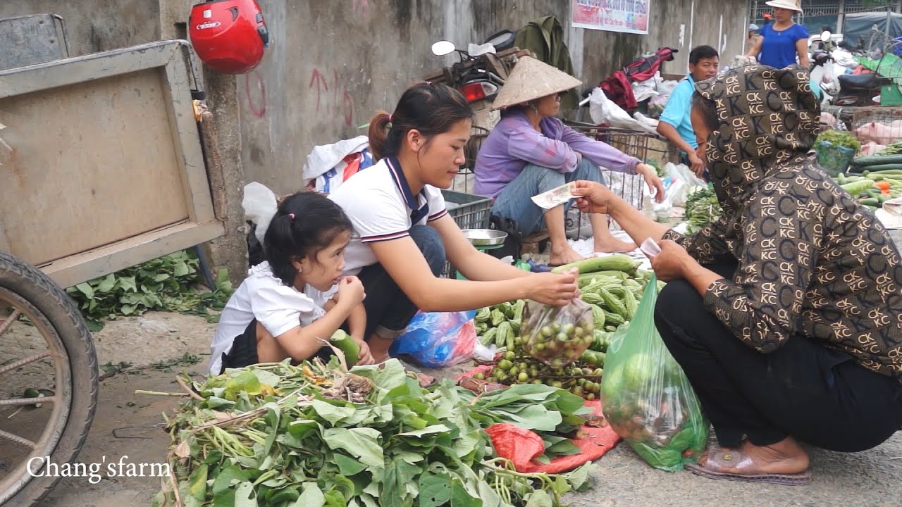 The single mother harvests vegetables and sugarcane to sell at the ...