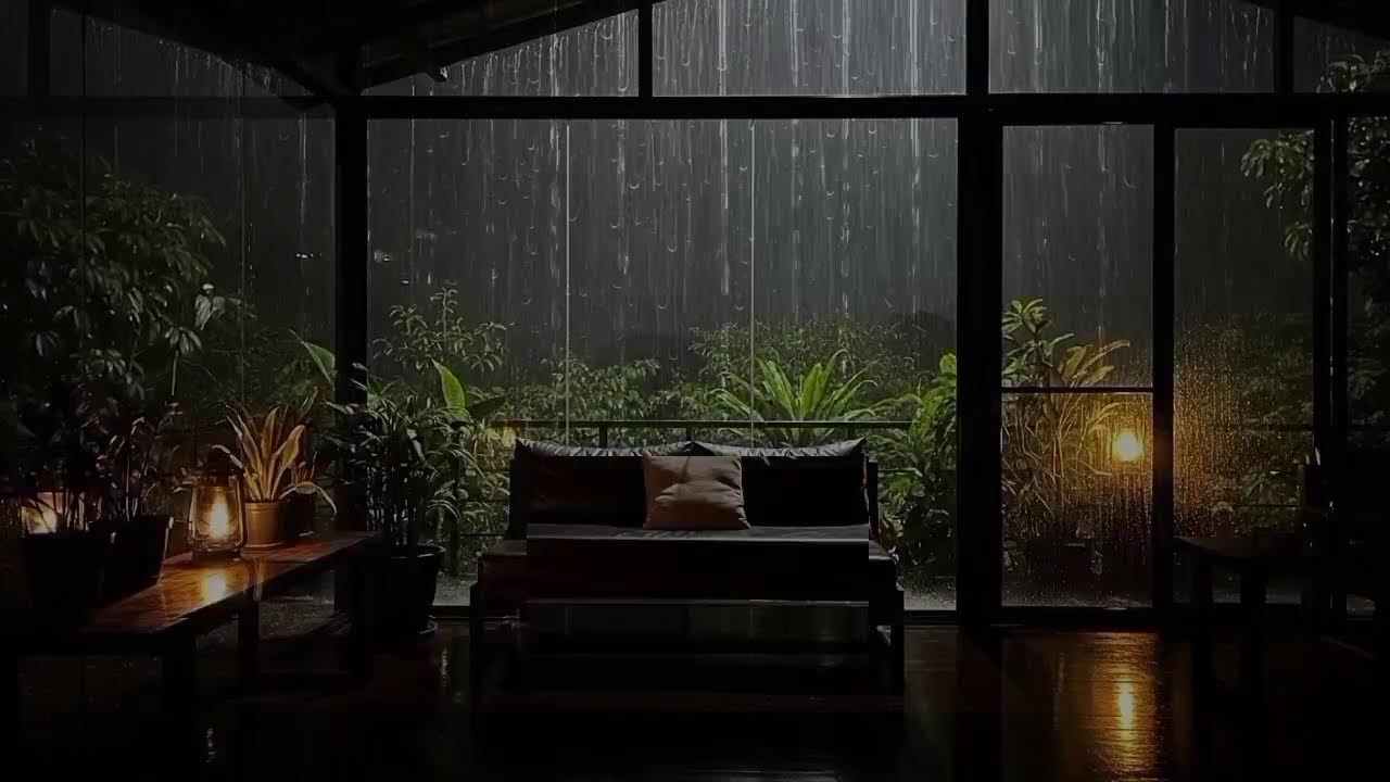 No Ads Rain Sounds for Sleeping | Cozy Sofa During a Thunderstorm | Heavy Rain for Sleep Aid