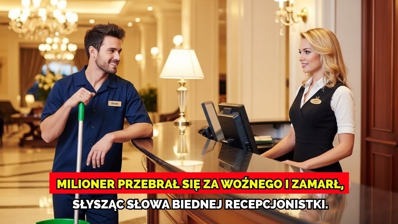 Milioner przebrał się za woźnego i zamarł, słysząc słowa biednej recepcjonistki