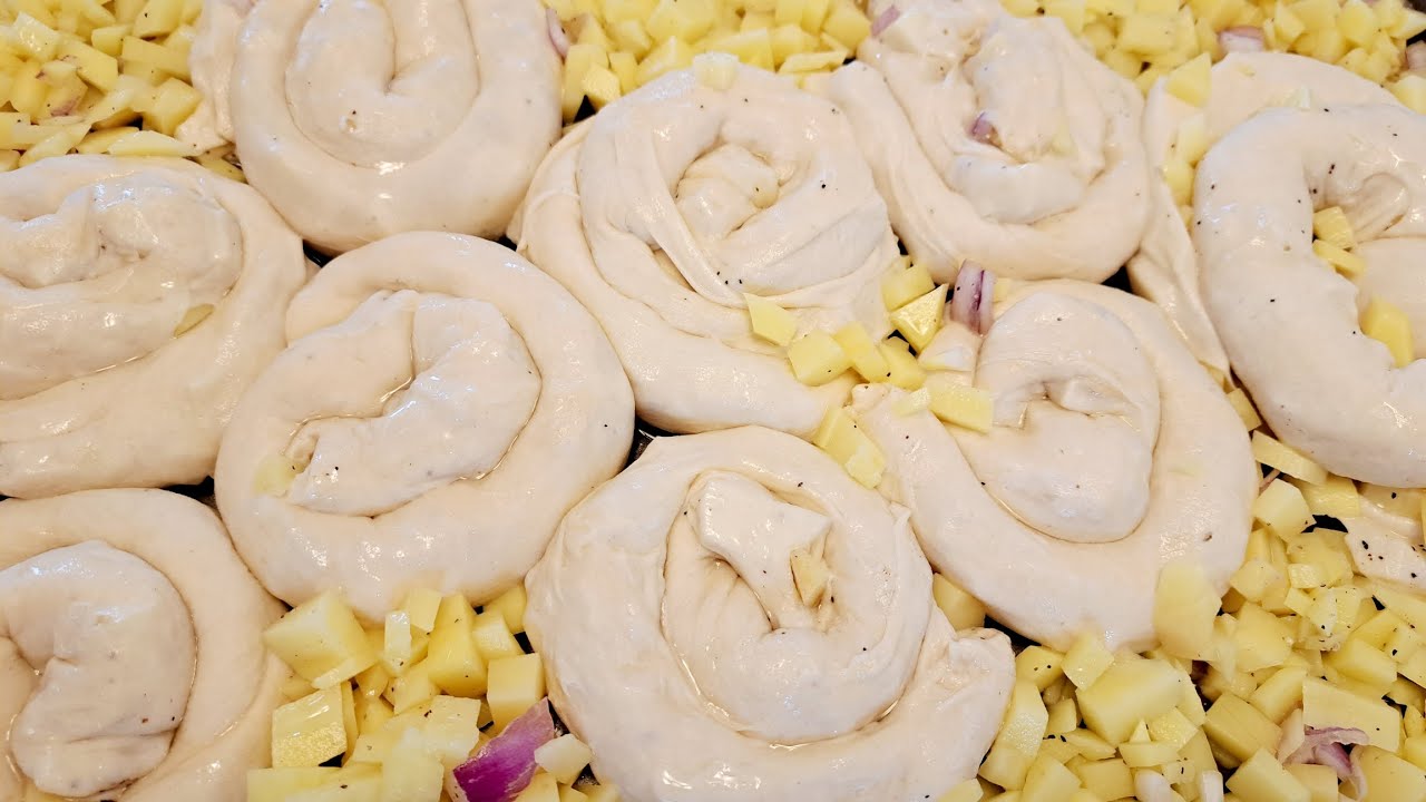 How to make flaky burek with potatoes.  Crispy, flaky,  with sour cream on the top. Krompirusa