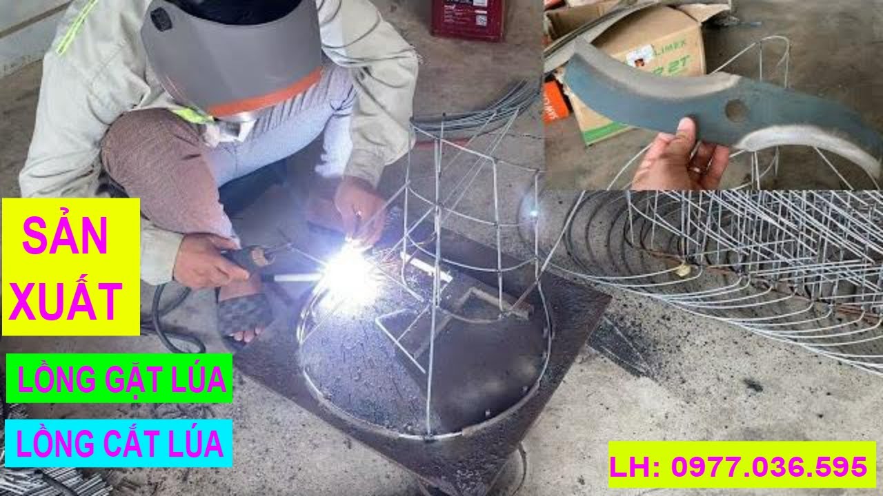 Sản xuất lồng cắt lúa | lồng gặt lúa lắp cho máy cắt cỏ - youtube